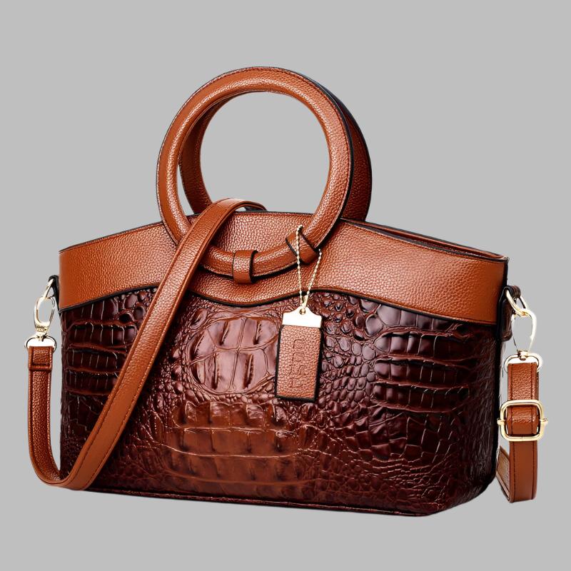 Lavinque Bags Marron / Taille Unique Sac à Main Élégant | Cuir Style Croco | Chic & Sophistiqué