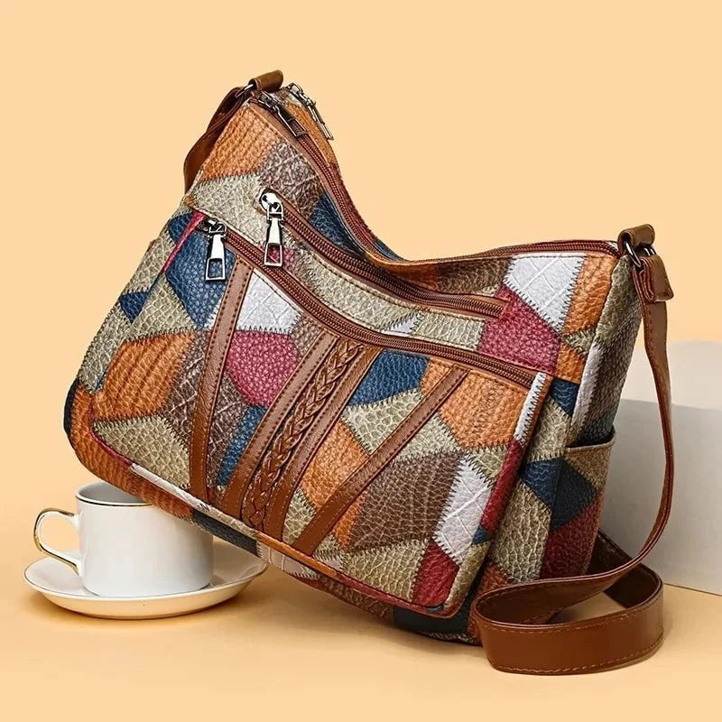 Lavinque Bags Mosaïque Sac Bandoulière Patchwork | Cuir PU Multicolore | Original et Fonctionnel