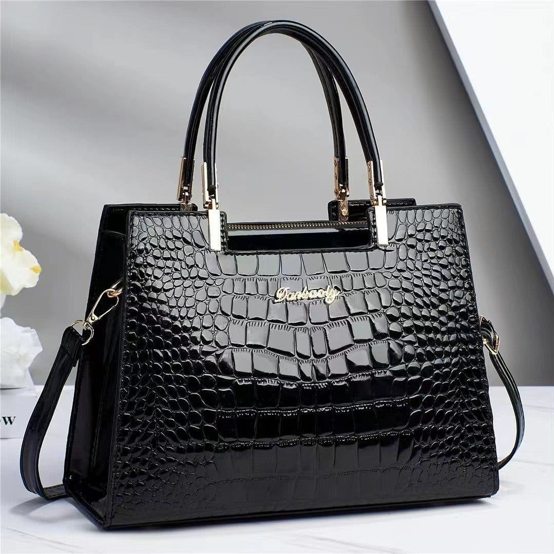 Lavinque Bags Noir Sac à Main Élégant | Effet Croco | Chic et Intemporel