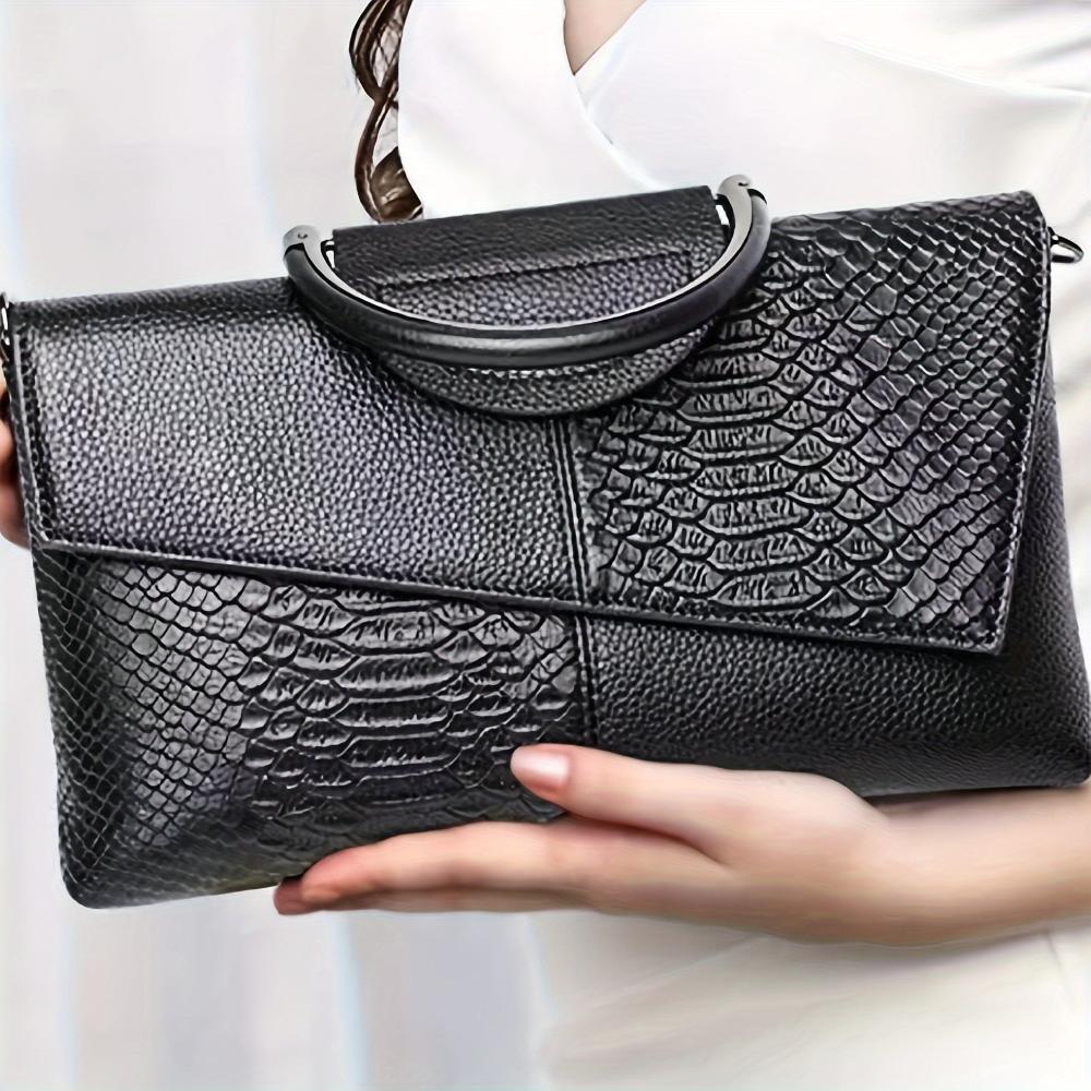 Lavinque Bags Noir Sac à Main | Noir Effet Croco | Chic & Contrasté