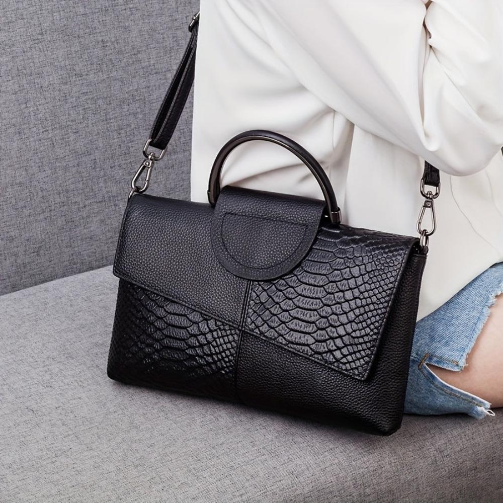 Lavinque Bags Noir Sac à Main | Noir Effet Croco | Chic & Contrasté