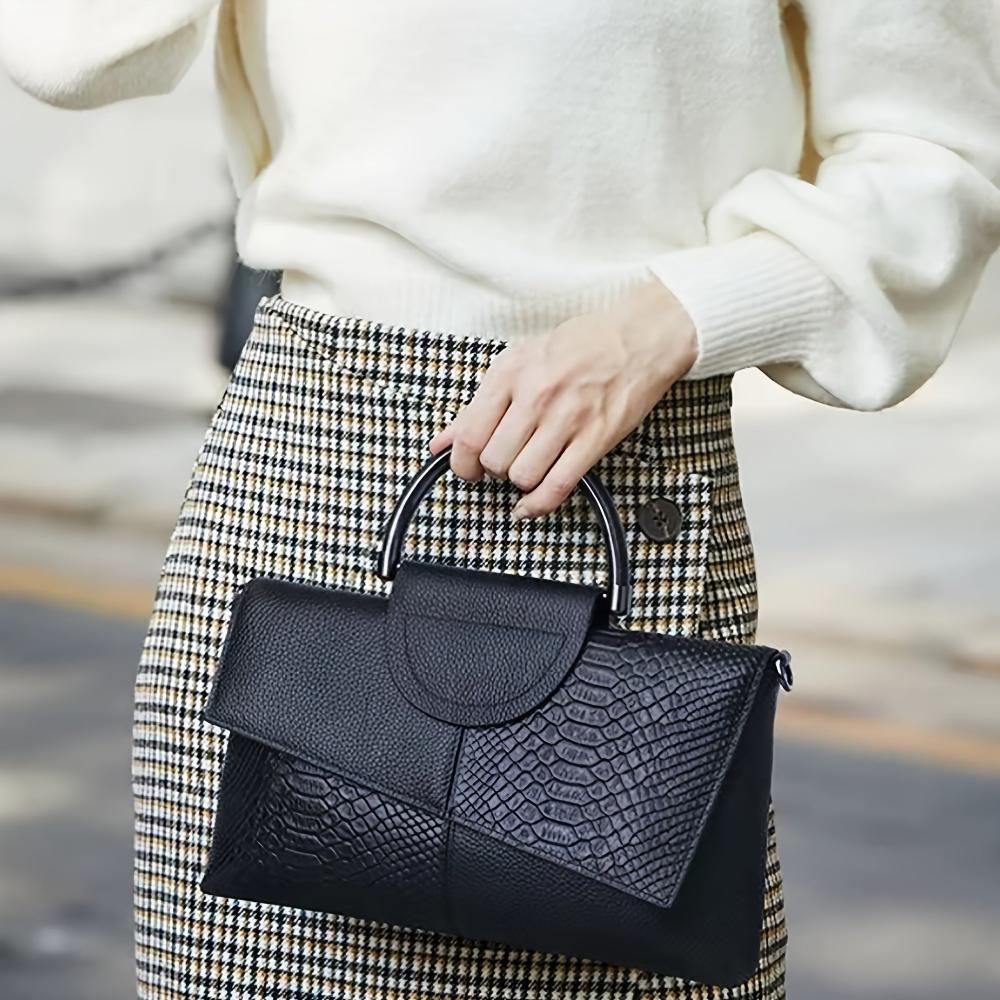 Lavinque Bags Noir Sac à Main | Noir Effet Croco | Chic & Contrasté