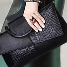 Lavinque Bags Noir Sac à Main | Noir Effet Croco | Chic & Contrasté
