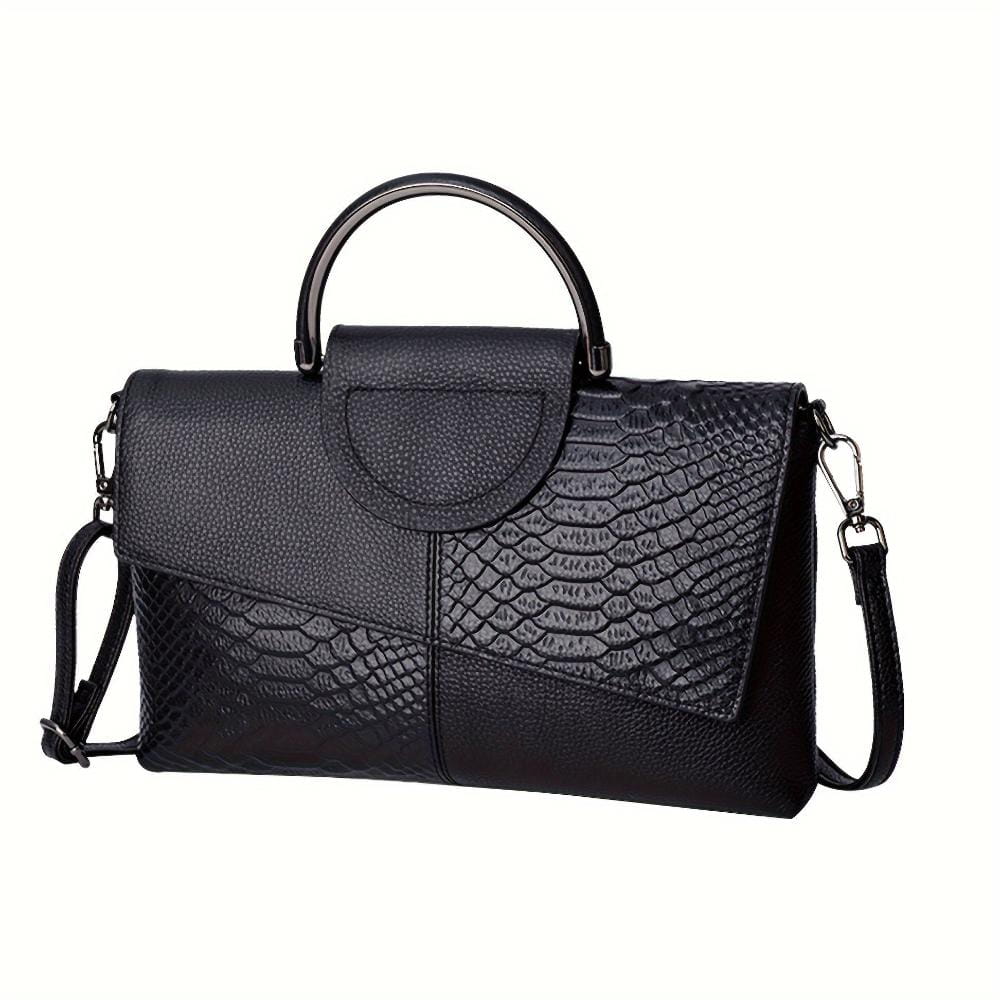 Lavinque Bags Noir Sac à Main | Noir Effet Croco | Chic & Contrasté