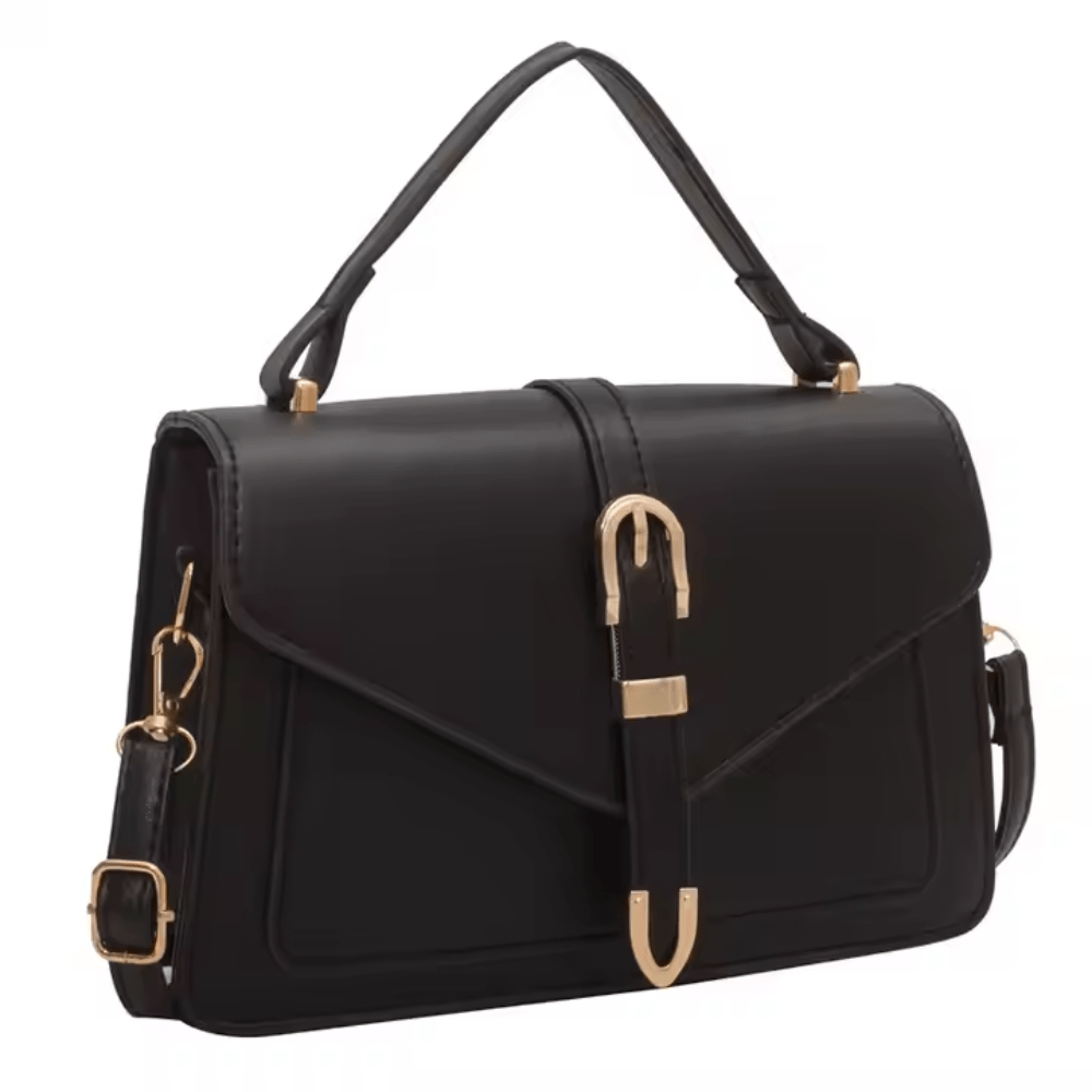 Lavinque Bags Noir Sac Bandoulière Élégant à Boucle Dorée | Noir Classique | Sophistication et Polyvalence