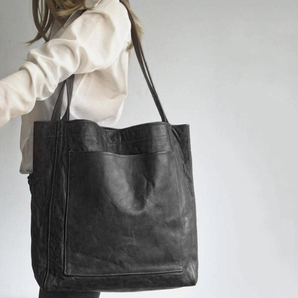 Lavinque Bags Noir Sac Cabas Élégant | Cuir Végan Marron | Grand, Solide et Intemporel