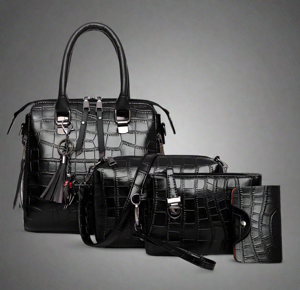 Lavinque Bags Noir / Taille Unique Ensemble Sacs | Similicuir Croco | Élégance et Polyvalence