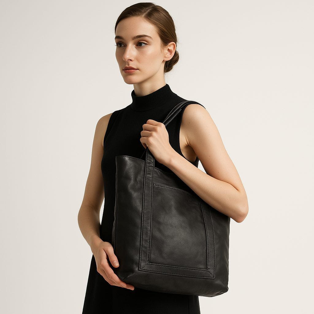 Lavinque Bags Noir / Taille Unique Sac Cabas en Cuir | Grand Format | Élégant et Pratique