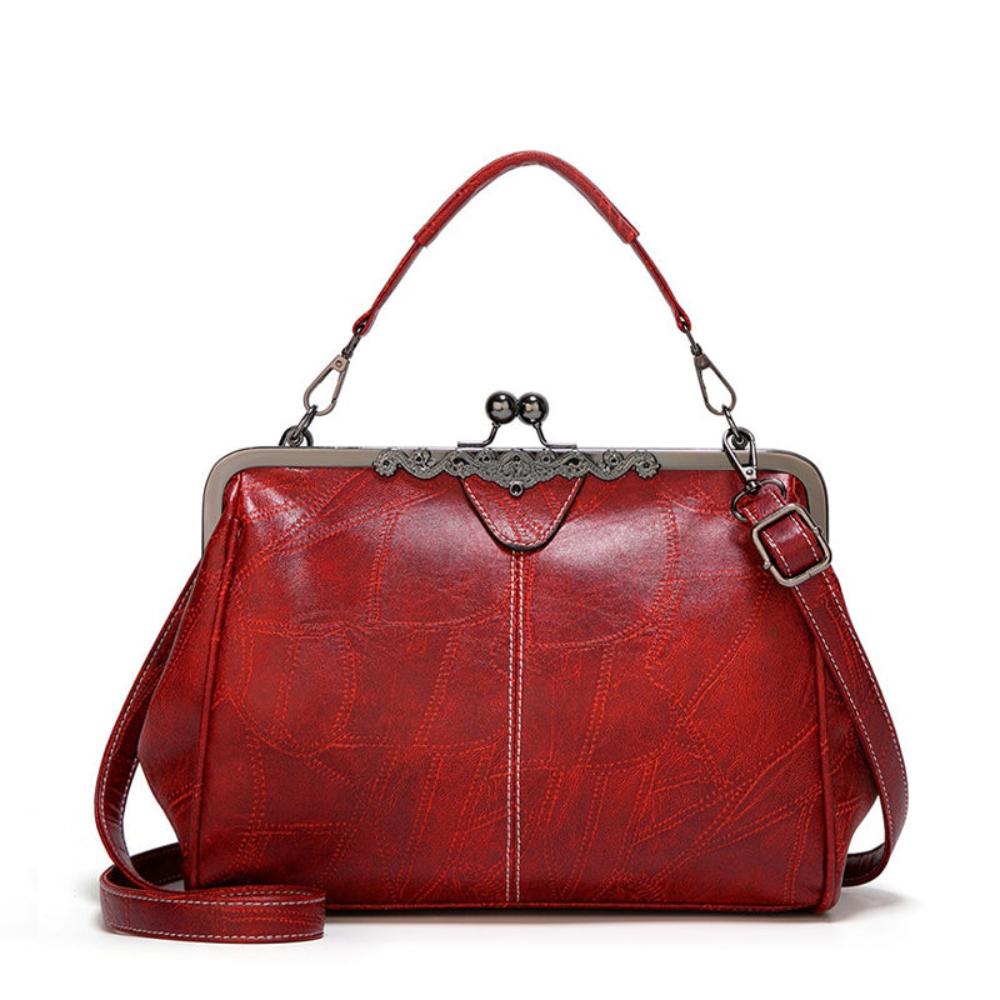 Lavinque Bags Rouge Sac Structuré Rétro | Rouge Bordeaux | Élégant et Intemporel