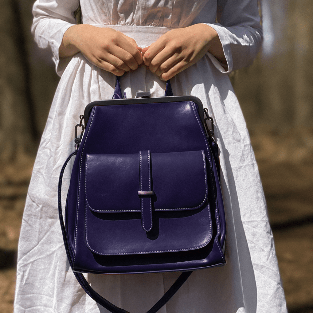 Lavinque Bags Sac à Dos Élégant à Fermoir Métallique | Rouge Bordeaux | Charme Rétro & Fonctionnalité