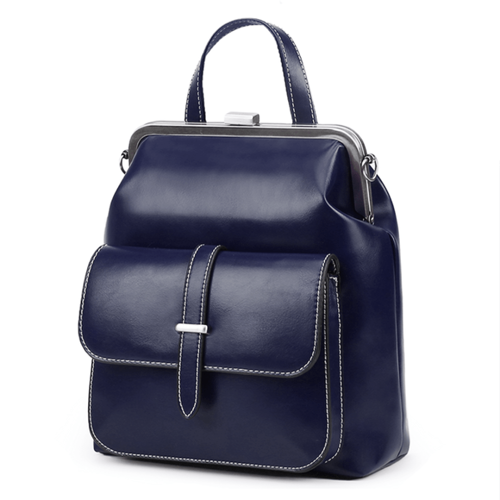 Lavinque Bags Sac à Dos Élégant à Fermoir Métallique | Rouge Bordeaux | Charme Rétro & Fonctionnalité
