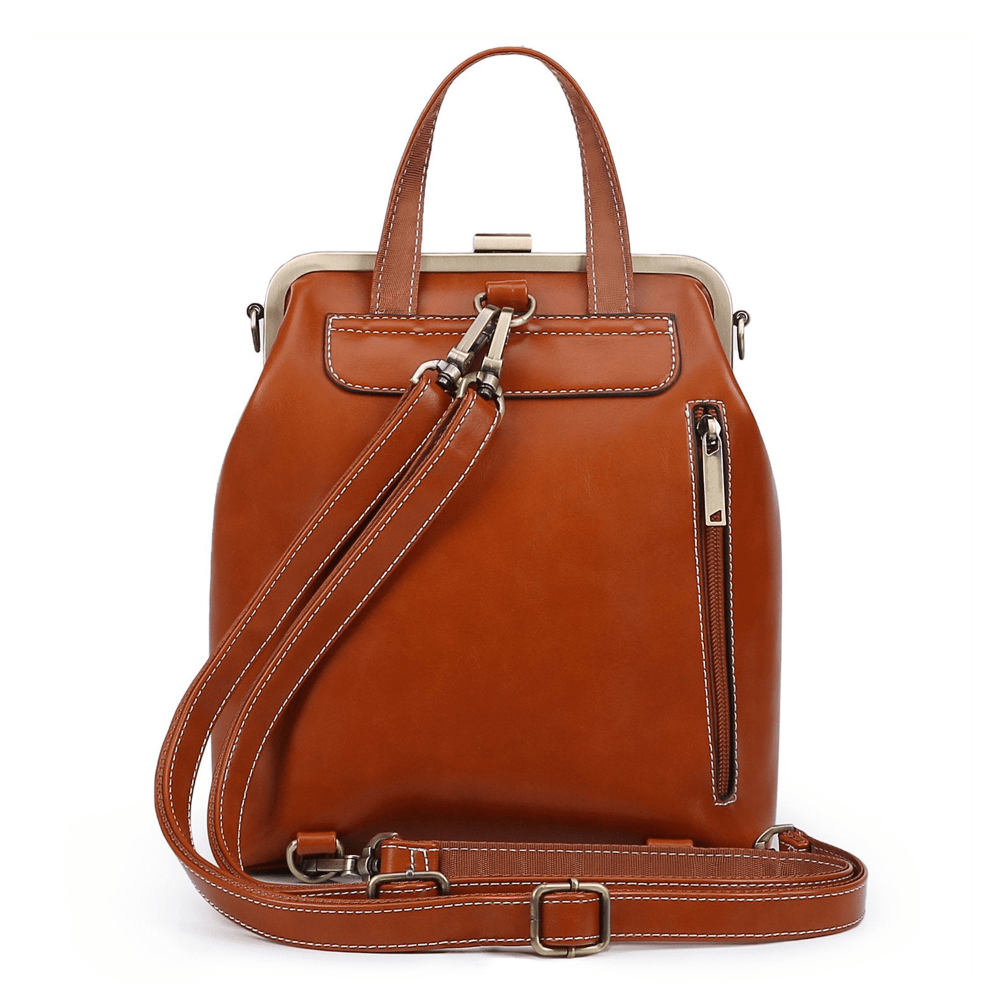 Lavinque Bags Sac à Dos Élégant à Fermoir Métallique | Rouge Bordeaux | Charme Rétro & Fonctionnalité