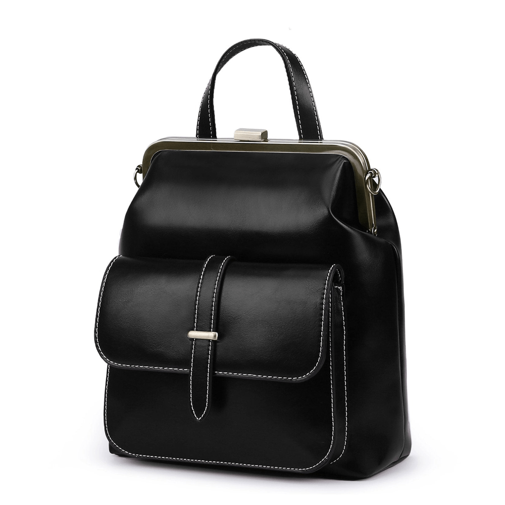 Lavinque Bags Sac à Dos Élégant à Fermoir Métallique | Rouge Bordeaux | Charme Rétro & Fonctionnalité