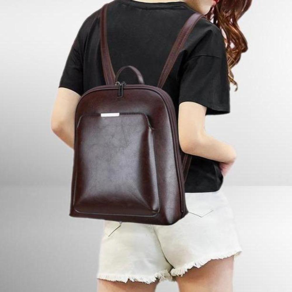 Lavinque Bags Sac à Dos Élégant Similicuir | Marron Foncé | Minimaliste & Professionnel