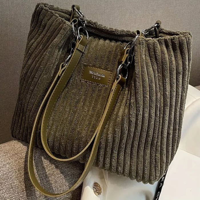 Lavinque Bags Sac à Main en Velours Côtelé | Élégance & Texture | Chic et Spacieux