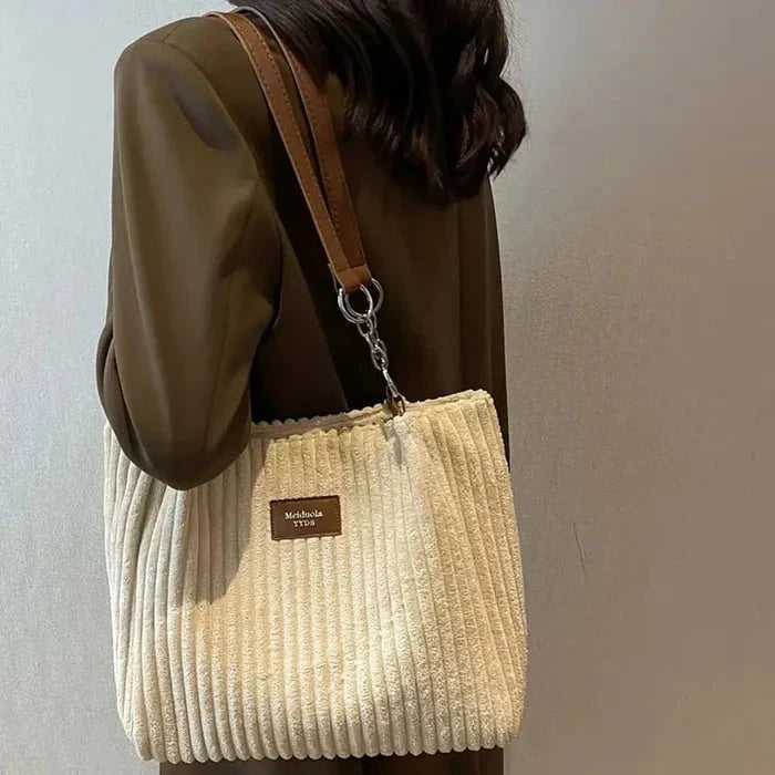 Lavinque Bags Sac à Main en Velours Côtelé | Élégance & Texture | Chic et Spacieux