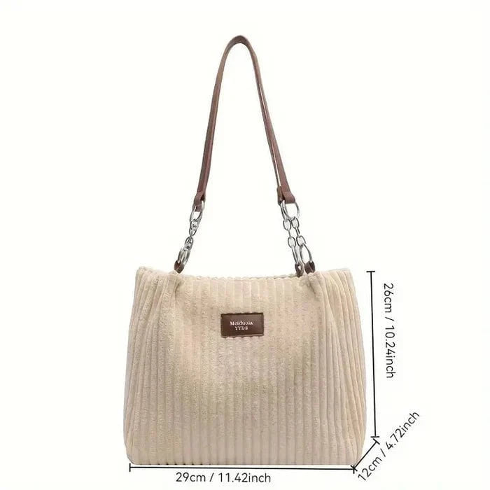 Lavinque Bags Sac à Main en Velours Côtelé | Élégance & Texture | Chic et Spacieux