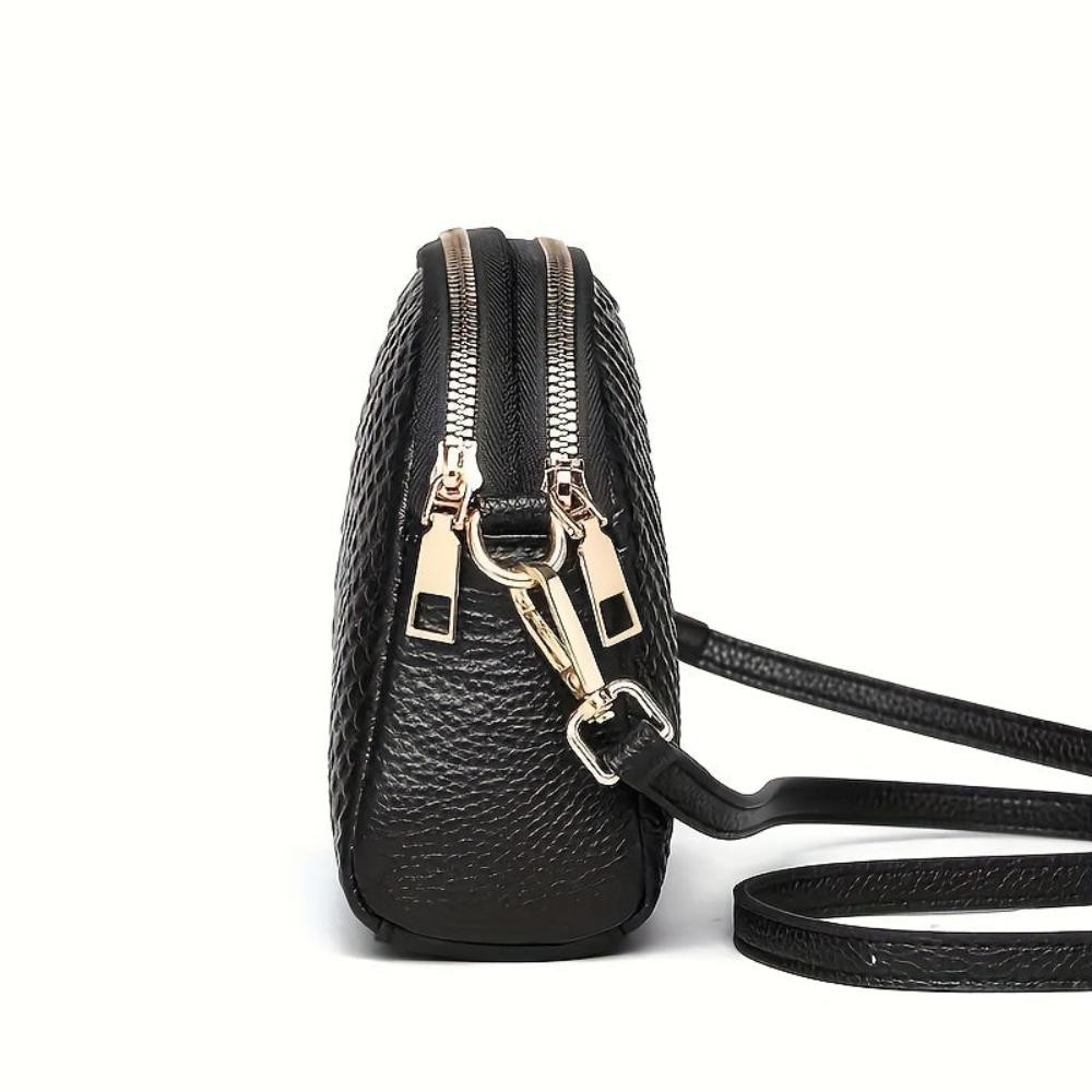 Lavinque Bags Sac Bandoulière | Effet Croco Noir | Élégant & Texturé