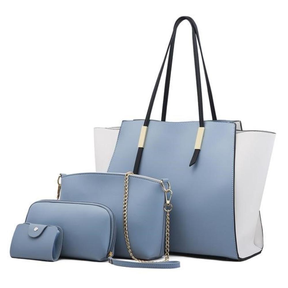 Lavinque Bags Set de Sacs 4 Pièces | Bleu Poudré & Blanc | Élégance Polyvalente