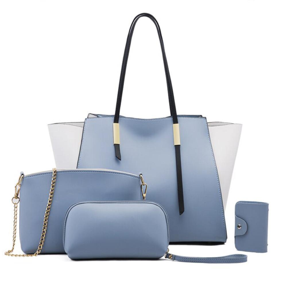 Lavinque Bags Set de Sacs 4 Pièces | Bleu Poudré & Blanc | Élégance Polyvalente