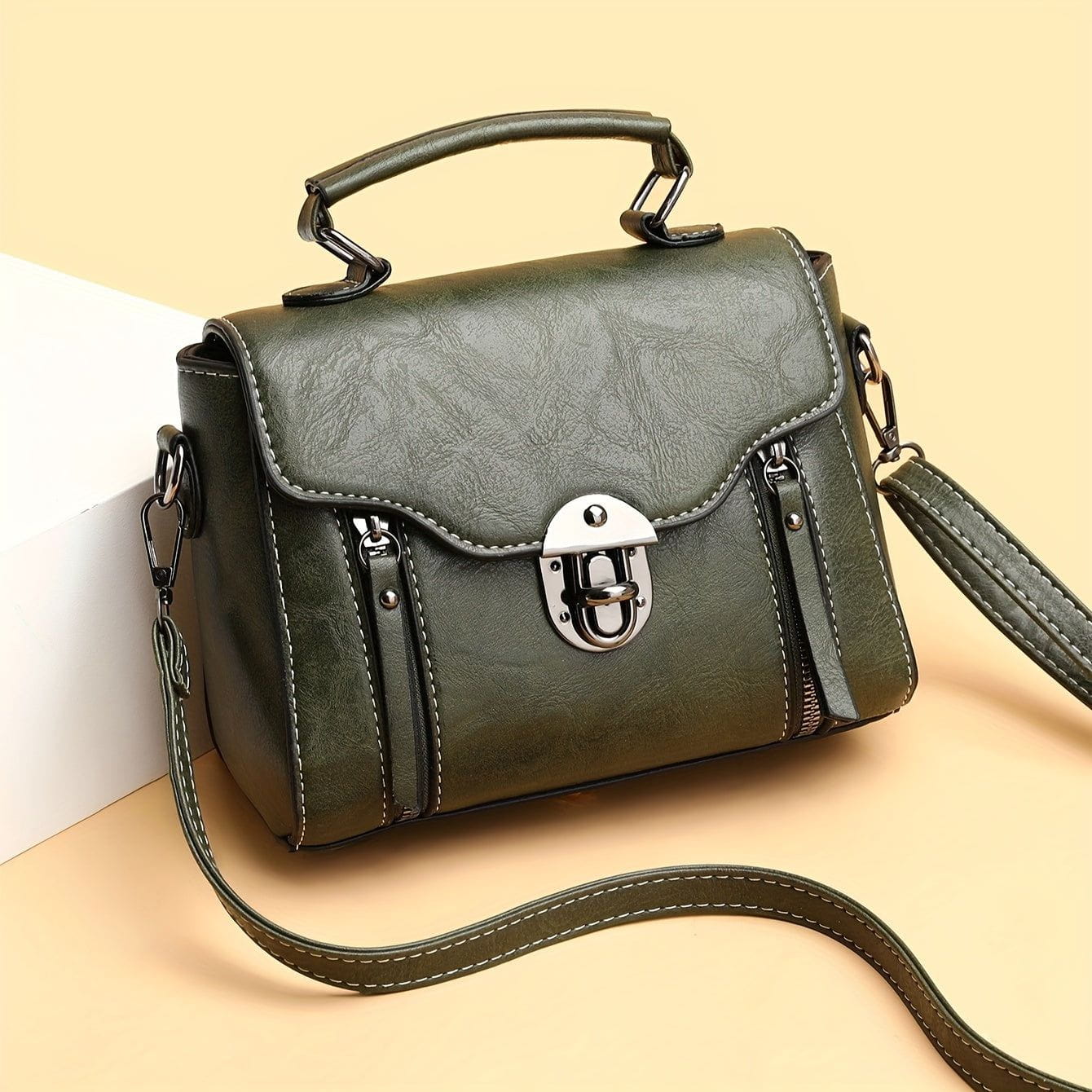 Lavinque Bags Vert Sac Bandoulière Élégant | Cuir PU | Compact et Chic
