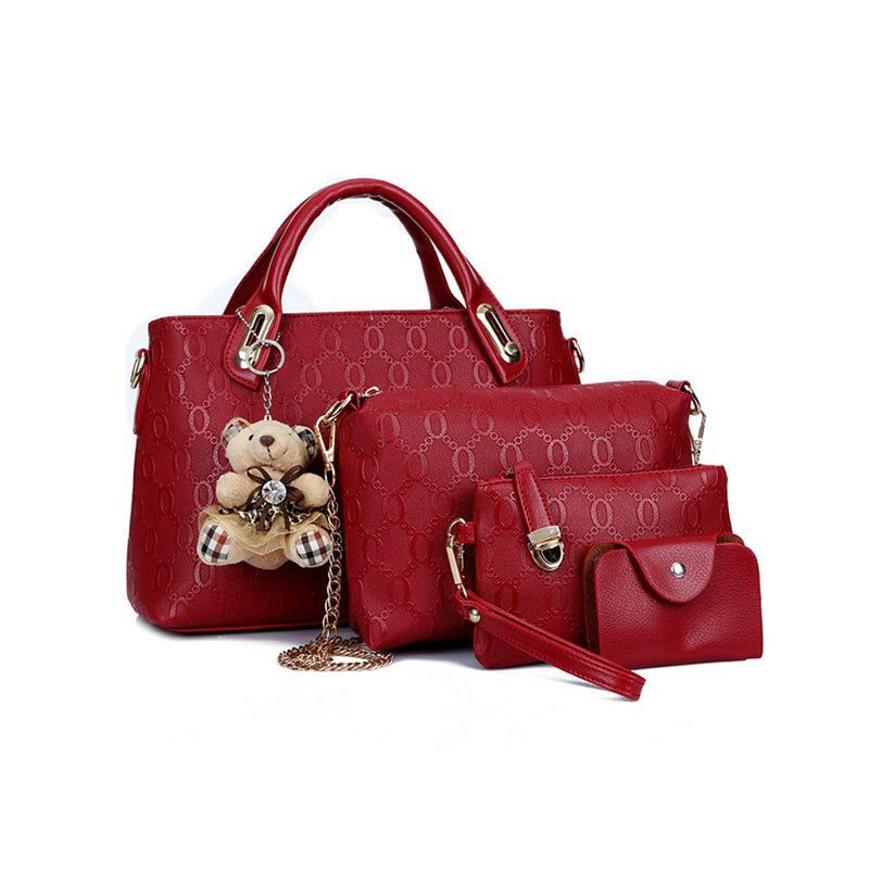 Lavinque Bags Vin rouge Ensemble de Sacs à Main | 4 Pièces | Élégance & Polyvalence