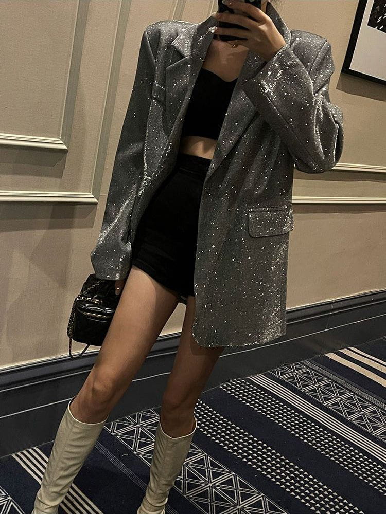 Lavinque Blazer Blazer Pailleté Oversize | Chic | Élégant et Brillant