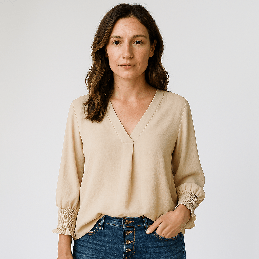 Lavinque blouse Beige / S Blouse Rose Poudré | Col V Féminin | Fluide et Élégante