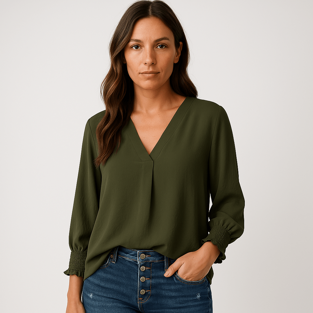 Lavinque blouse Blouse Rose Poudré | Col V Féminin | Fluide et Élégante