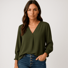 Lavinque blouse Blouse Rose Poudré | Col V Féminin | Fluide et Élégante