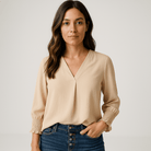 Lavinque blouse Blouse Rose Poudré | Col V Féminin | Fluide et Élégante