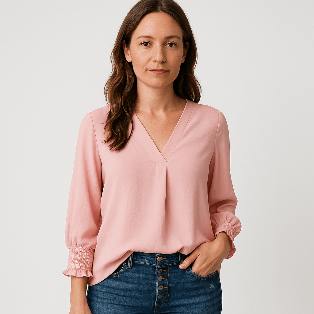 Lavinque blouse Blouse Rose Poudré | Col V Féminin | Fluide et Élégante