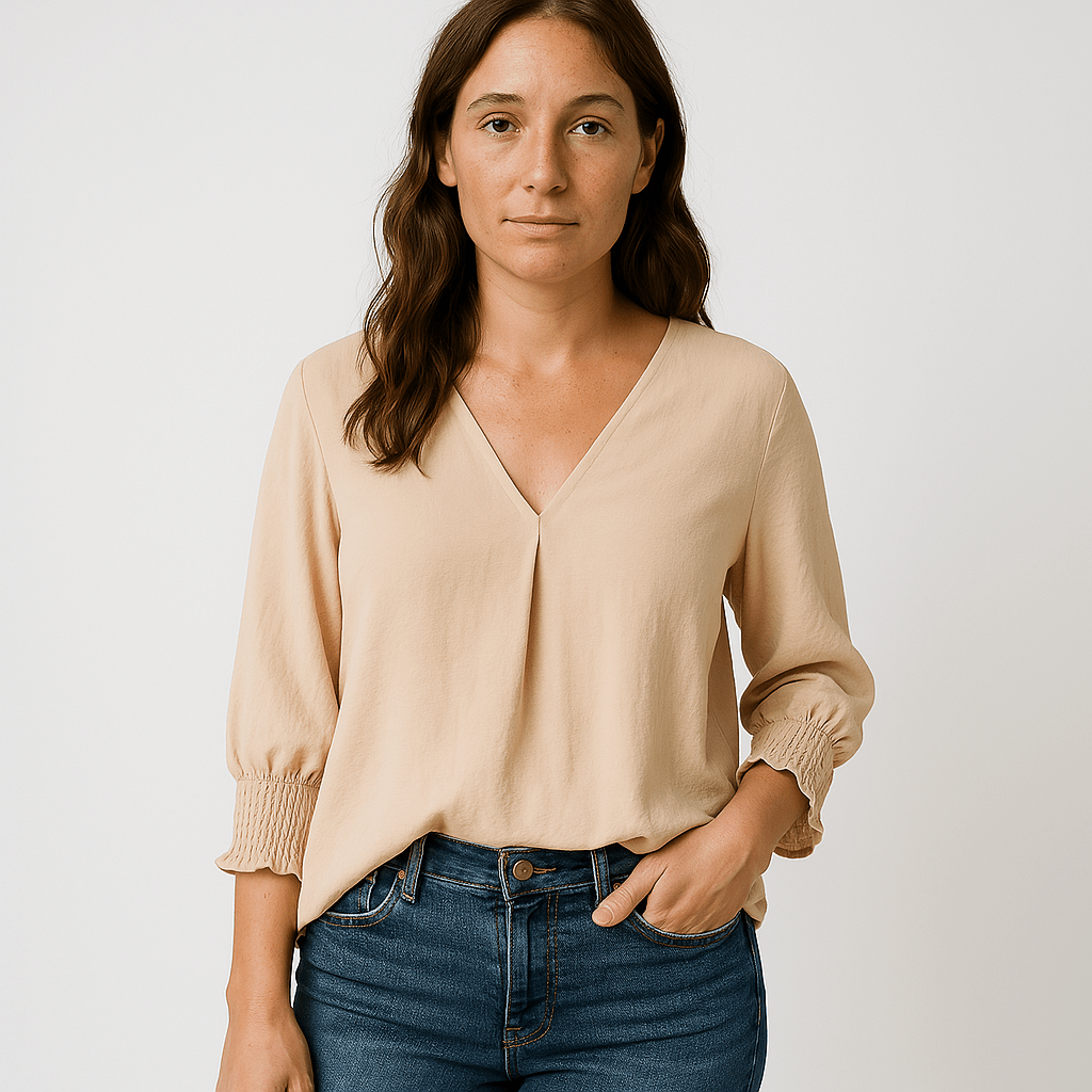 Lavinque blouse Blouse Rose Poudré | Col V | Légère & Féminine