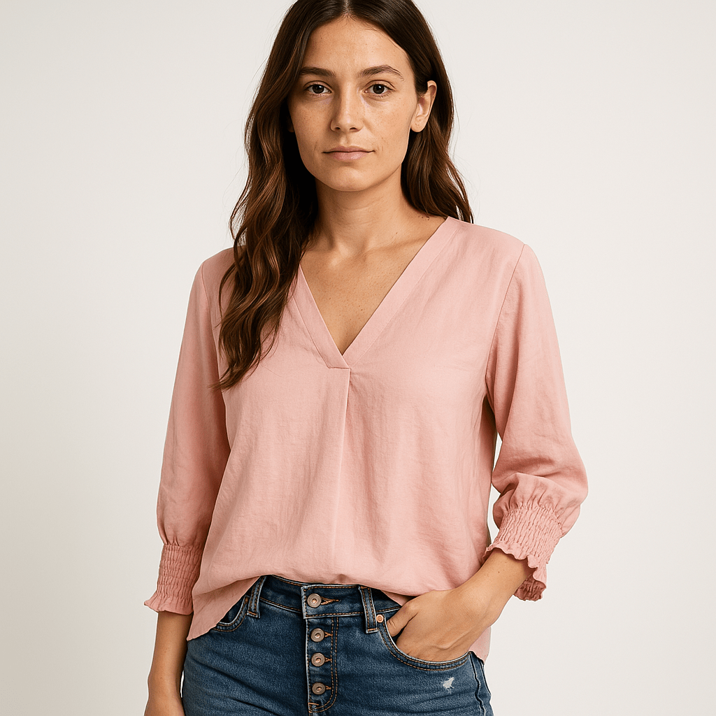 Lavinque blouse Blouse Rose Poudré | Col V | Légère & Féminine