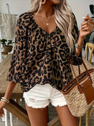 Lavinque blouse Marron / S Blouse fluide imprimé léopard | Blouse | Chic et légèreté pour un look tendance
