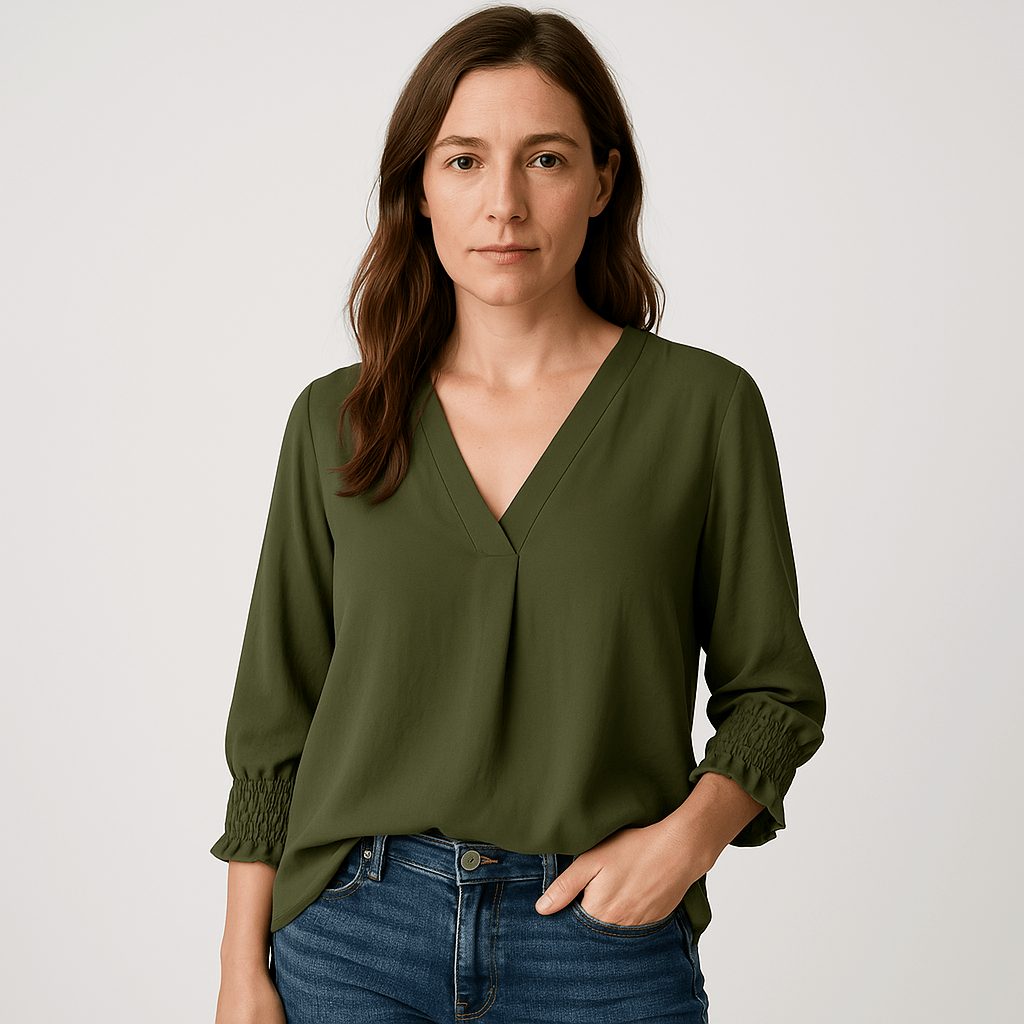 Lavinque blouse Vert / S Blouse Rose Poudré | Col V | Légère & Féminine