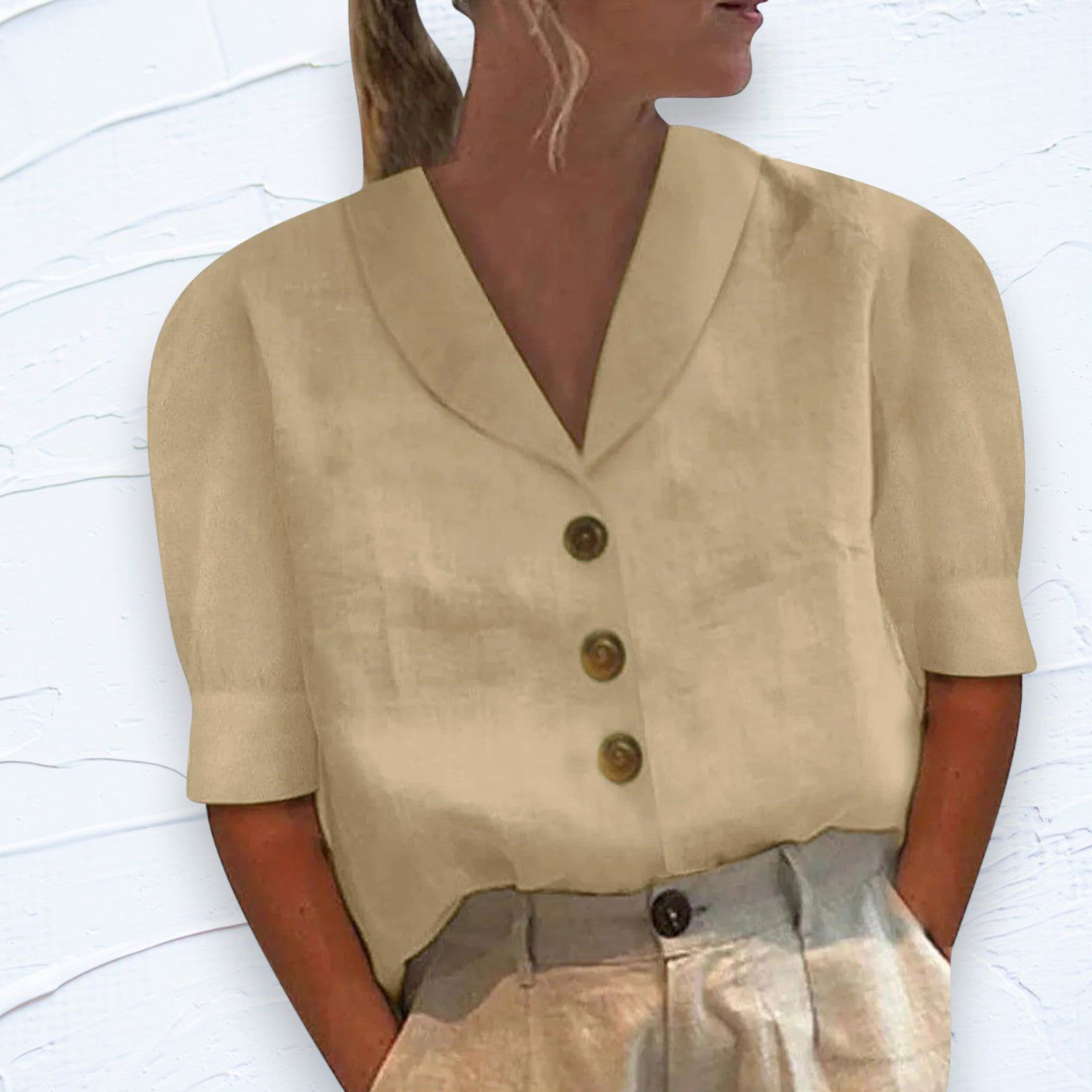 Lavinque Blouses Beige / S Blouse en Lin | Légèreté et Élégance | Tendance Naturelle