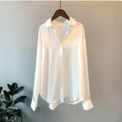 Lavinque Blouses Blanc / S Chemise Satinée | Élégante & Fluide | Parfaite pour Toutes Occasions