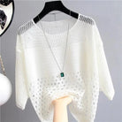 Lavinque Blouses Blanc / Taille unique Pull Femme | Maille Ajourée | Léger et Élégant