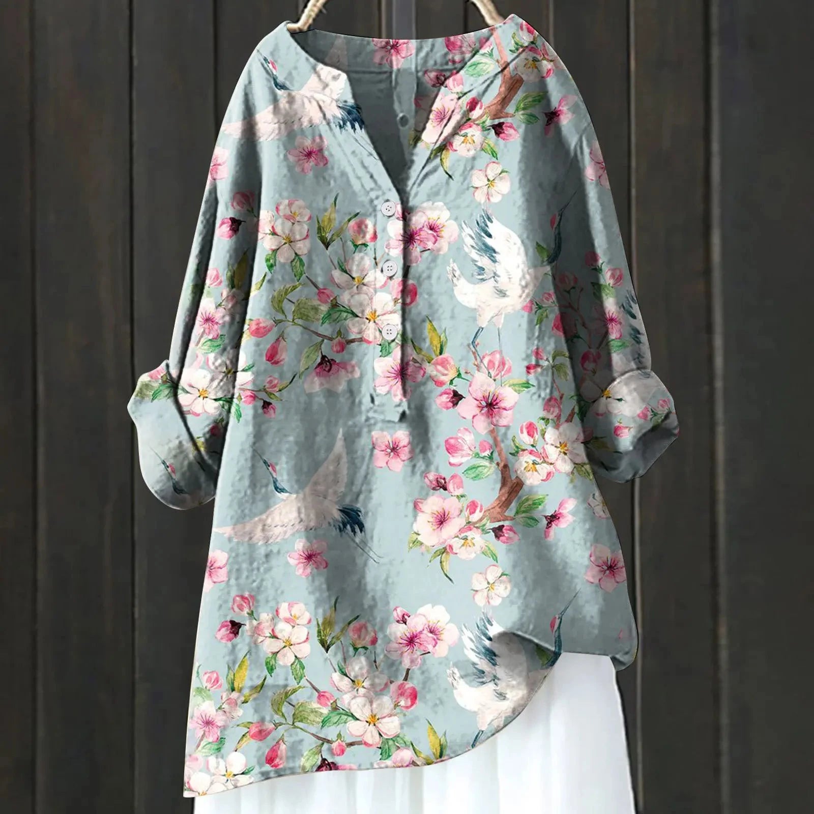 Lavinque Blouses Bleu ciel / S Blouse Bohème Fleurie | Élégance Décontractée | Fluide & Confortable