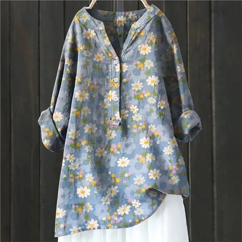 Lavinque Blouses Bleu clair / S Blouse Bohème Fleurie | Élégance Décontractée | Fluide & Confortable