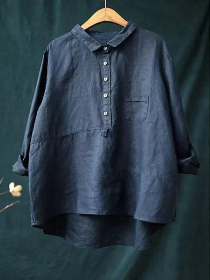 Lavinque Blouses Bleu marine / M Chemise Oversize en Lin | Élégance Décontractée | Confort &  Légèreté