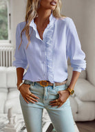 Lavinque Blouses Bleu / S Blouse à Volants | Élégante | Légère et Féminine