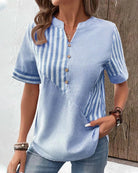 Lavinque Blouses Bleu / S Blouse Décontractée | Style Rayé | Élégance et Confort