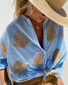 Lavinque Blouses Bleu / S Chemise Oversize Brodée | Élégance Bohème | Légèreté &  Raffinement