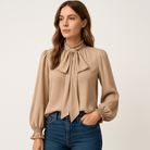 Lavinque Blouses Blouse à Lavallière | Élégance Fluide | Manches Bouffantes