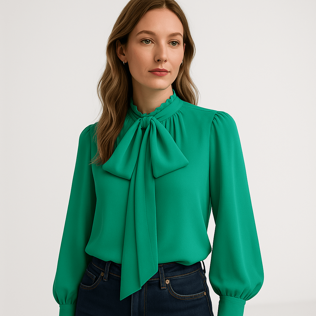 Lavinque Blouses Blouse à Lavallière | Élégance Fluide | Manches Bouffantes