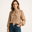 Lavinque Blouses Blouse à Lavallière | Élégance Fluide | Manches Bouffantes