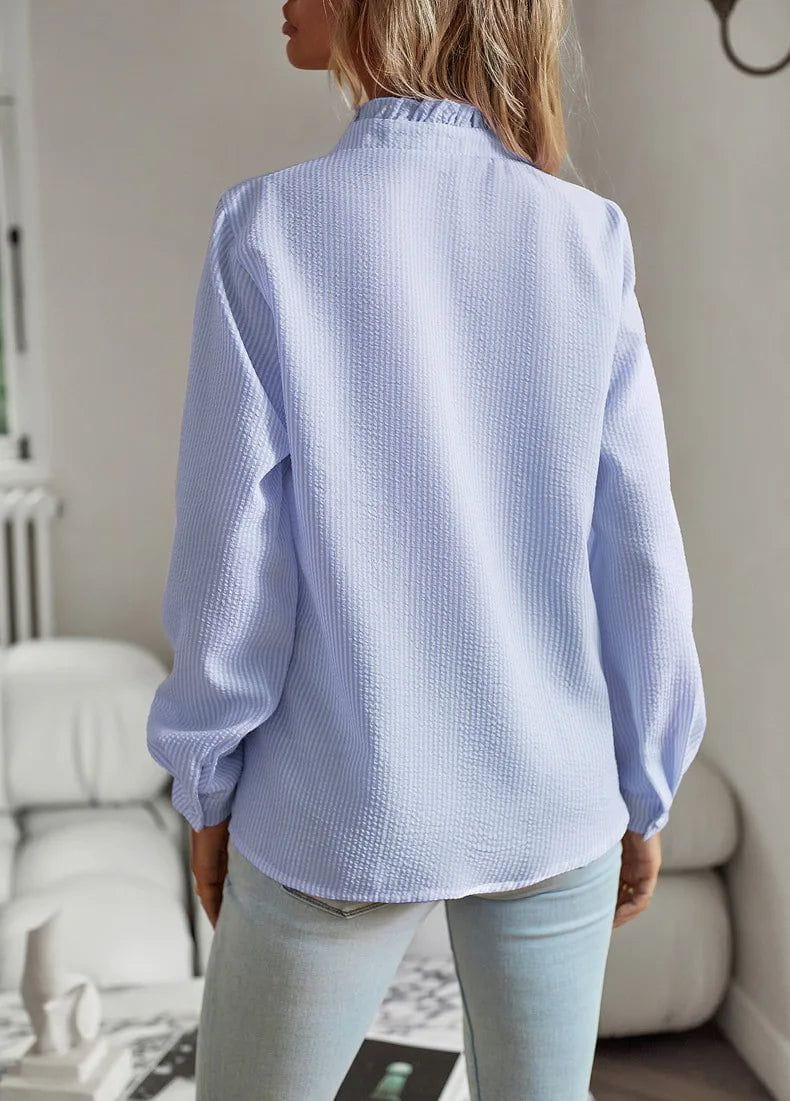 Lavinque Blouses Blouse à volants | Bleu clair | Chic et féminine