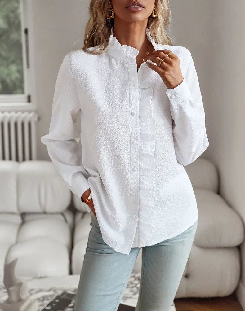 Lavinque Blouses Blouse à volants | Bleu clair | Chic et féminine